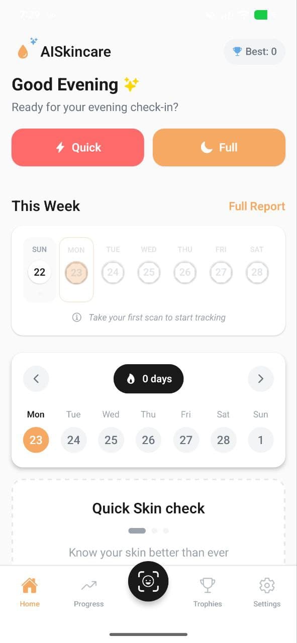 AISkincare home screen on a phone