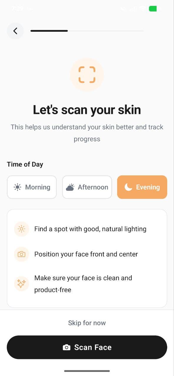 Front-facing scan photo before scores are applied
